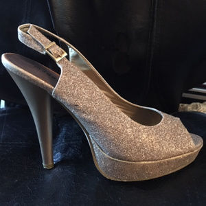 Madden Girl Oakland Slingback Gold Glitter Heels